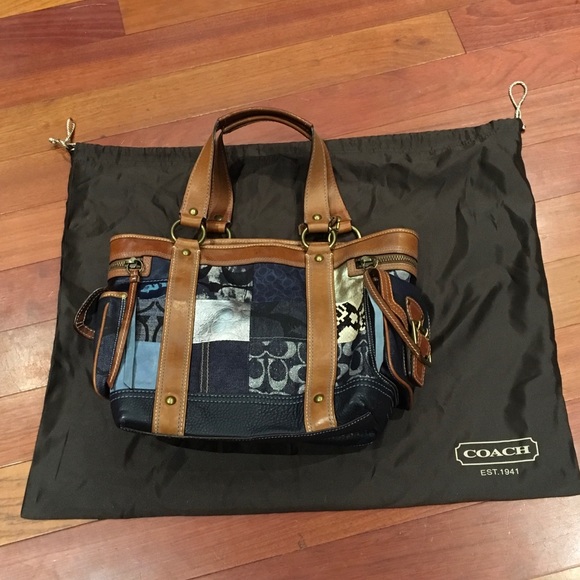 Coach Denim Patchwork Tote (Limited Ed.) Blue - Picture 1 of 5